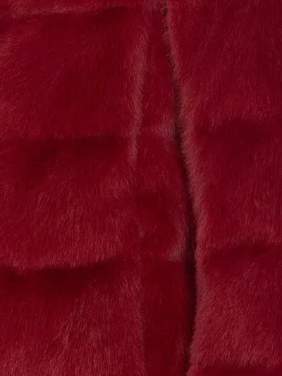 Herno Plush Bordeaux Synthetic Fur Jacket With High Collar In White