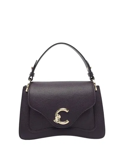 Coccinelle Pebbled Leather Shoulder Bag In Purple