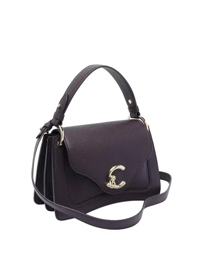 Coccinelle Pebbled Leather Shoulder Bag In Purple