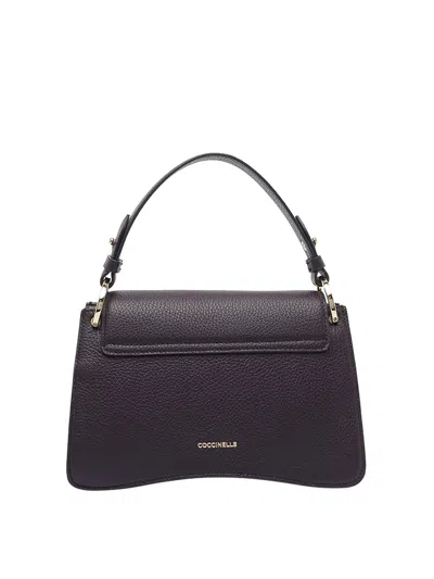 Coccinelle Pebbled Leather Shoulder Bag In Purple