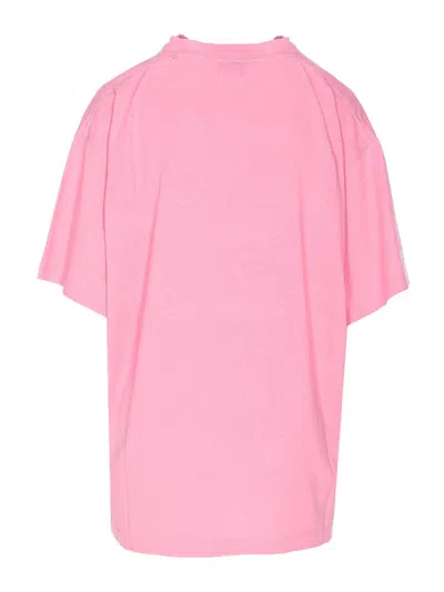 Balenciaga Pink Crewneck Logo T-shirt In Nude