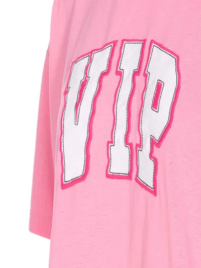 Balenciaga Pink Crewneck Logo T-shirt In Nude