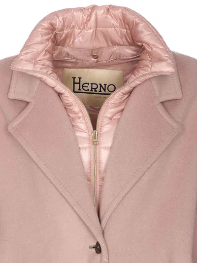 Herno Long Sleeve Padded Coat With Back Vent In Pink