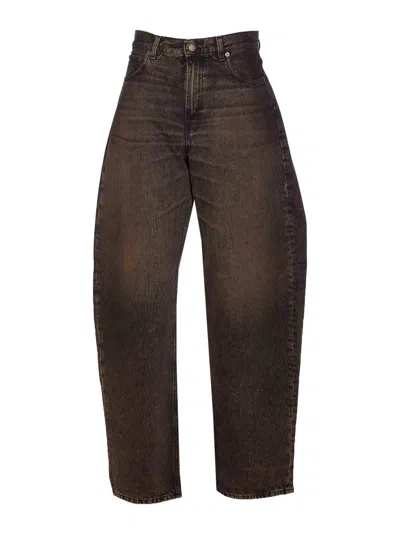 Haikure Wide-leg Tapered Jeans In Brown