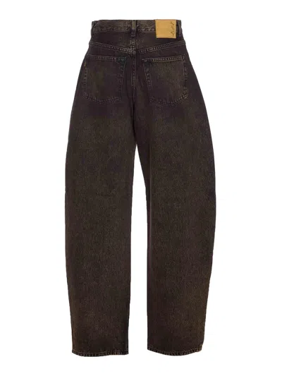 Haikure Wide-leg Tapered Jeans In Brown