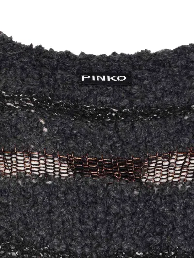 Pinko Crew Neck Knitted Long Sleeves Sweater In Gray