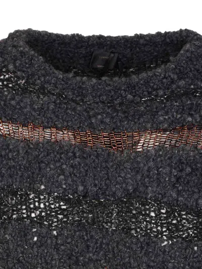 Pinko Crew Neck Knitted Long Sleeves Sweater In Gray