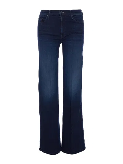 Mother The Mid Rise Mavin Sneak Blue Jeans With Belt Loops And Logo Embroidery On The Rear In Denim Woman In Blue