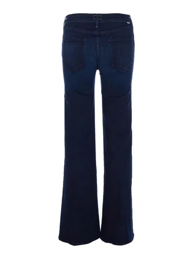 Mother The Mid Rise Mavin Sneak Blue Jeans With Belt Loops And Logo Embroidery On The Rear In Denim Woman In Blue