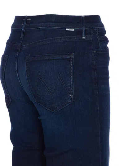 Mother The Mid Rise Mavin Sneak Blue Jeans With Belt Loops And Logo Embroidery On The Rear In Denim Woman In Blue
