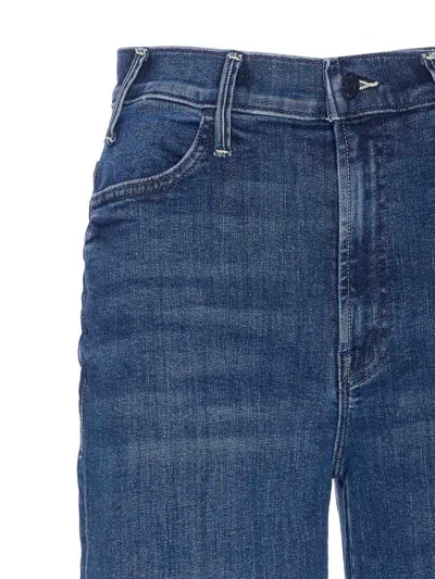 Mother Wide-leg Trousers With Elasticized Fit And Contrast Stitching In Blue