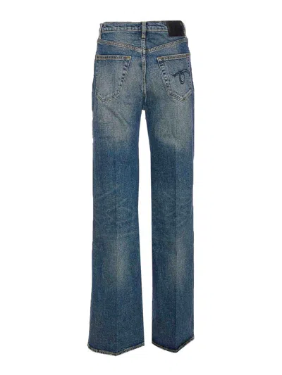 R13 Overflow Boy Flare Jeans Mire Blue Stretch In Blue