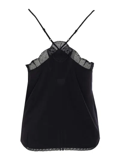 Zadig & Voltaire Christy Strass Crepe De Chine Cami In Black