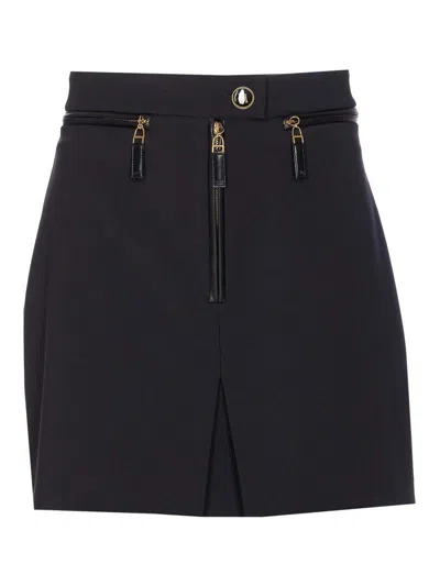 Elisabetta Franchi Gonna In Doppio Crêpe Con Zip Nera In Black