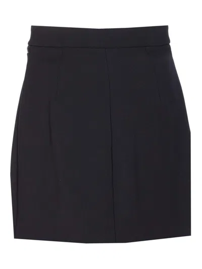 Elisabetta Franchi Gonna In Doppio Crêpe Con Zip Nera In Black