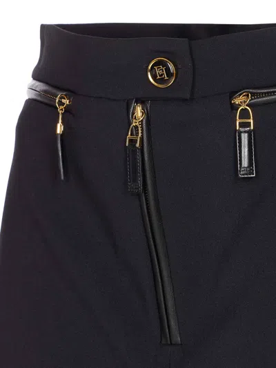 Elisabetta Franchi Gonna In Doppio Crêpe Con Zip Nera In Black