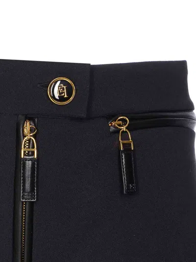 Elisabetta Franchi Gonna In Doppio Crêpe Con Zip Nera In Black
