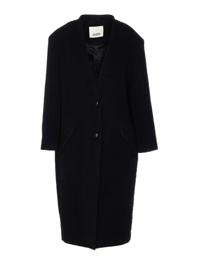Isabel Marant Étoile Longline Coat Single-breasted Front Pockets In Black