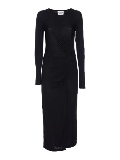 Isabel Marant Étoile Black Draped Jersey Jelina Long Dress