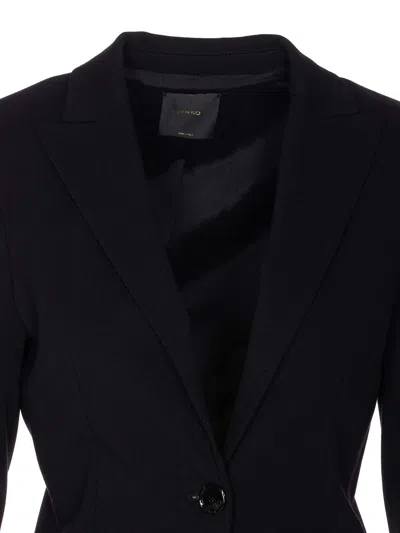 Pinko Kamut Black Single-breasted Jacket With Peak Revers In Viscose Blend Stretch Woman In Black