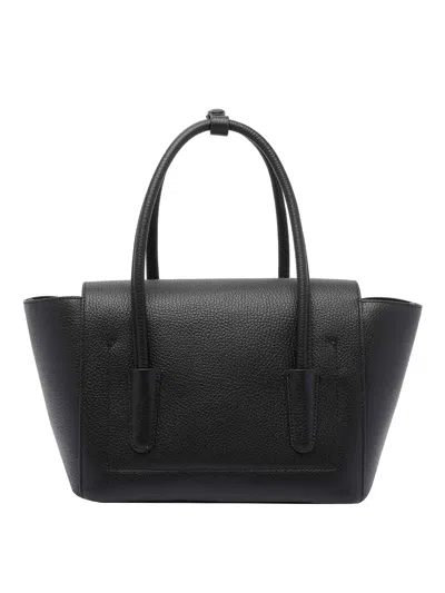 Coccinelle Double Beat Leather Tote Bag In Black