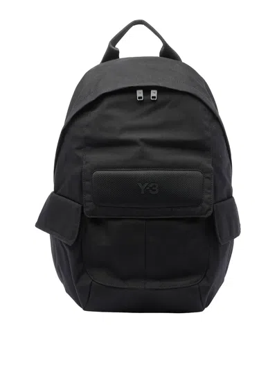 Y-3 Canvas Cotton Backpack With Pockets In Black