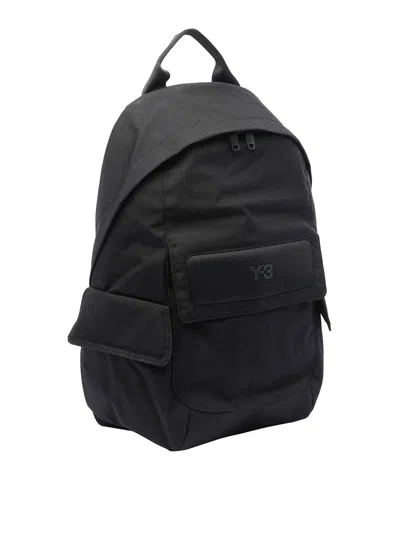 Y-3 Canvas Cotton Backpack With Pockets In Black