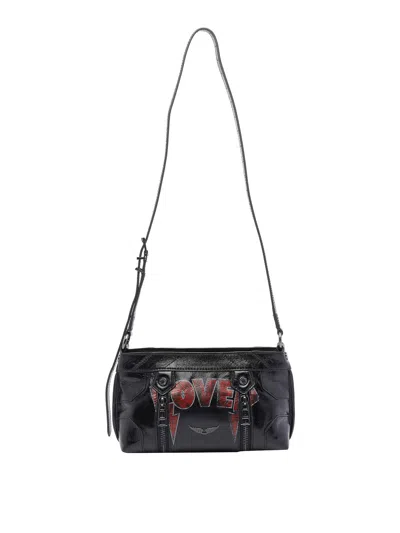 Zadig & Voltaire Sunny Mood Punk Embellished Leather Shoulder Bag In Black