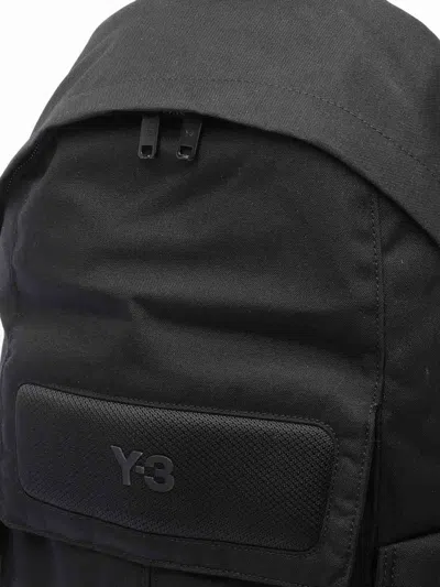 Y-3 Canvas Cotton Backpack With Pockets In Black