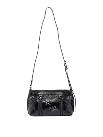 Zadig & Voltaire Sunny Mood Punk Embellished Leather Shoulder Bag In Black