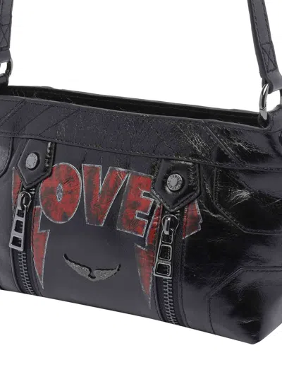 Zadig & Voltaire Sunny Mood Punk Embellished Leather Shoulder Bag In Black