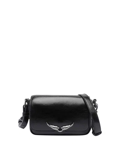 Zadig & Voltaire Womens Le Zazi Vintage Patent-leather Shoulder Bag Black In Black