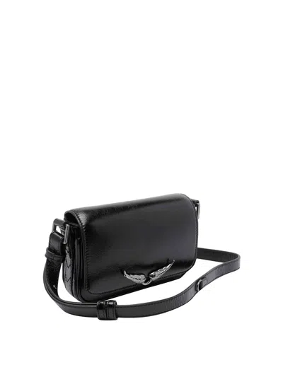 Zadig & Voltaire Womens Le Zazi Vintage Patent-leather Shoulder Bag Black In Black
