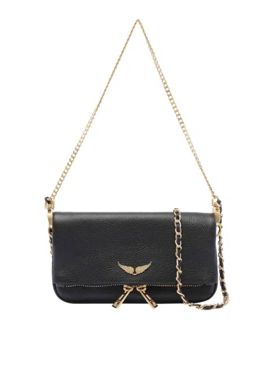 Zadig & Voltaire Black Leather Rock Nano Shoulder Bag In Black