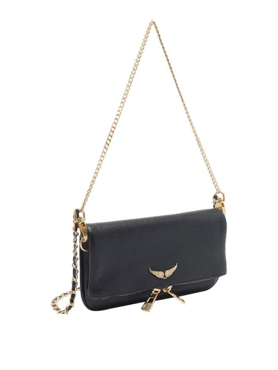 Zadig & Voltaire Black Leather Rock Nano Shoulder Bag In Black