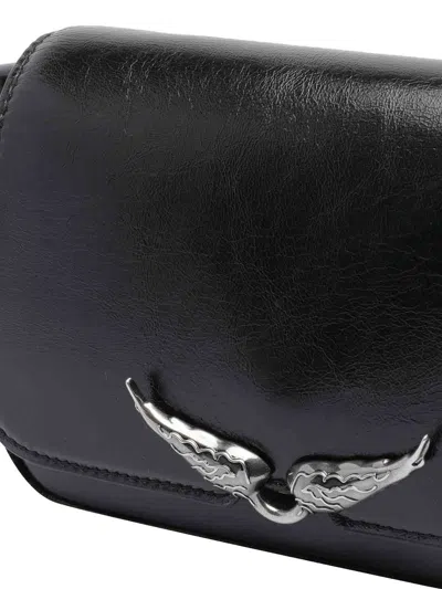 Zadig & Voltaire Womens Le Zazi Vintage Patent-leather Shoulder Bag Black In Black