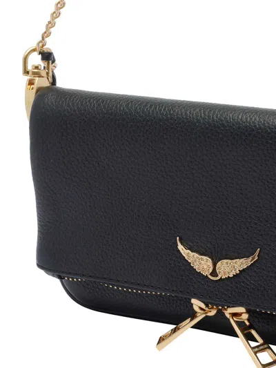 Zadig & Voltaire Black Leather Rock Nano Shoulder Bag In Black