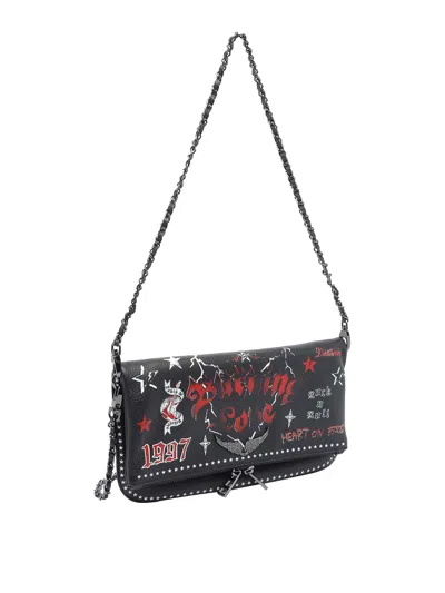 Zadig & Voltaire Rock Nano Grained Leather Punk In Black