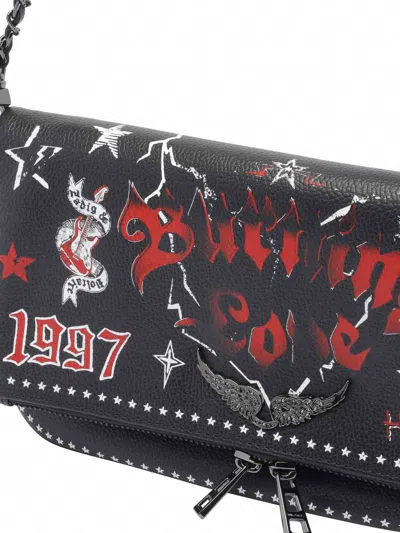 Zadig & Voltaire Rock Nano Grained Leather Punk In Black