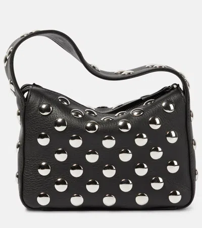 Khaite Elena Small Studded Textured-leather Shoulder Bag In Black