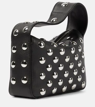 Khaite Elena Small Studded Textured-leather Shoulder Bag In Black