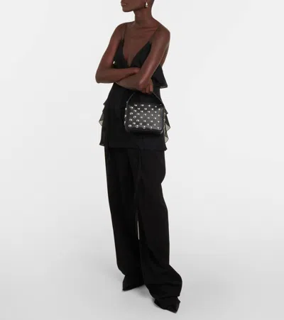 Khaite Elena Small Studded Textured-leather Shoulder Bag In Black