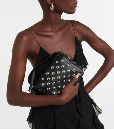Khaite Elena Small Studded Textured-leather Shoulder Bag In Black
