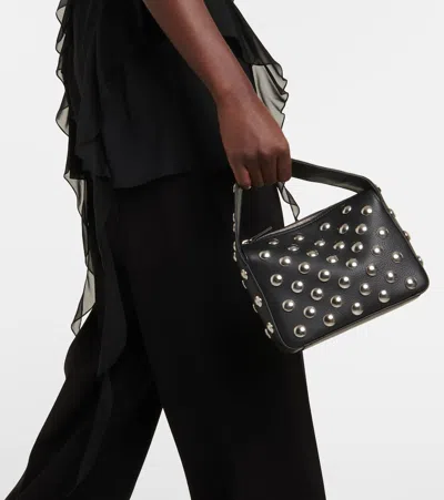 Khaite Elena Small Studded Textured-leather Shoulder Bag In Black
