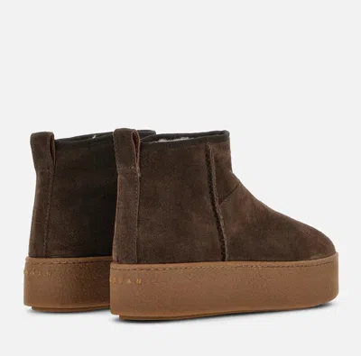 Hogan Ankle Height Platform Boots With Pull Tab In Brown