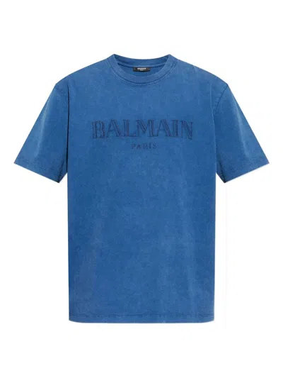 Balmain Loose Ss T-shirt Clothing In Blue