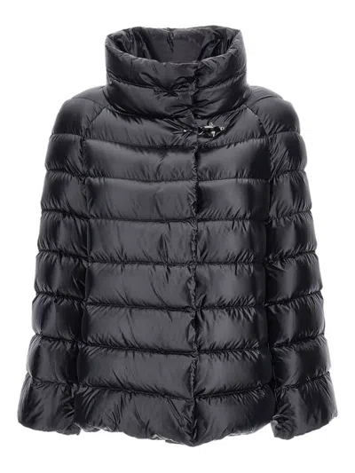 Fay Quilted High-collar Coat In Black