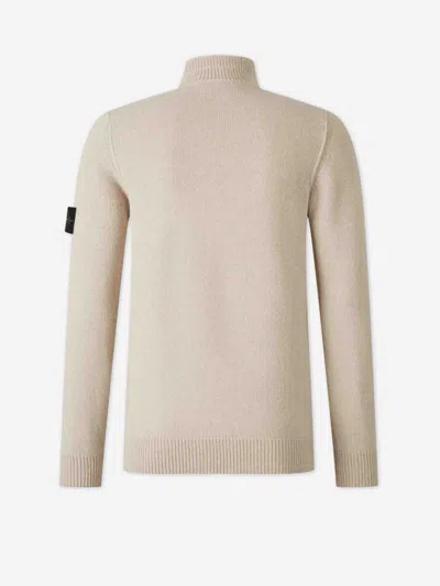 Stone Island Turtleneck Button Sweater In Neutral