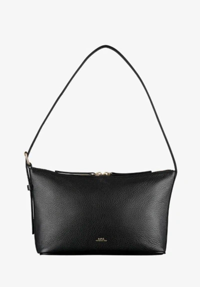 Apc A.p.c. Calfskin Shoulder Bag With Top Handle In Black