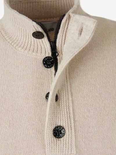 Stone Island Turtleneck Button Sweater In Neutral
